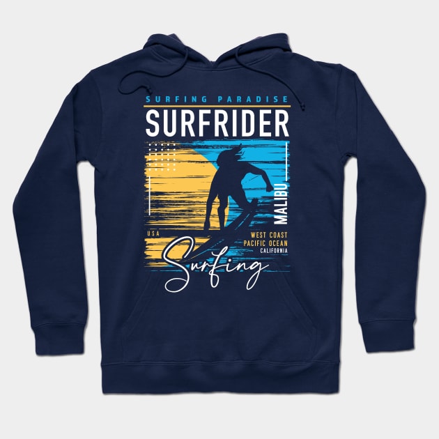 Retro Surfrider Beach Malibu Surfing // Surfers Paradise // Surf California Hoodie by SLAG_Creative